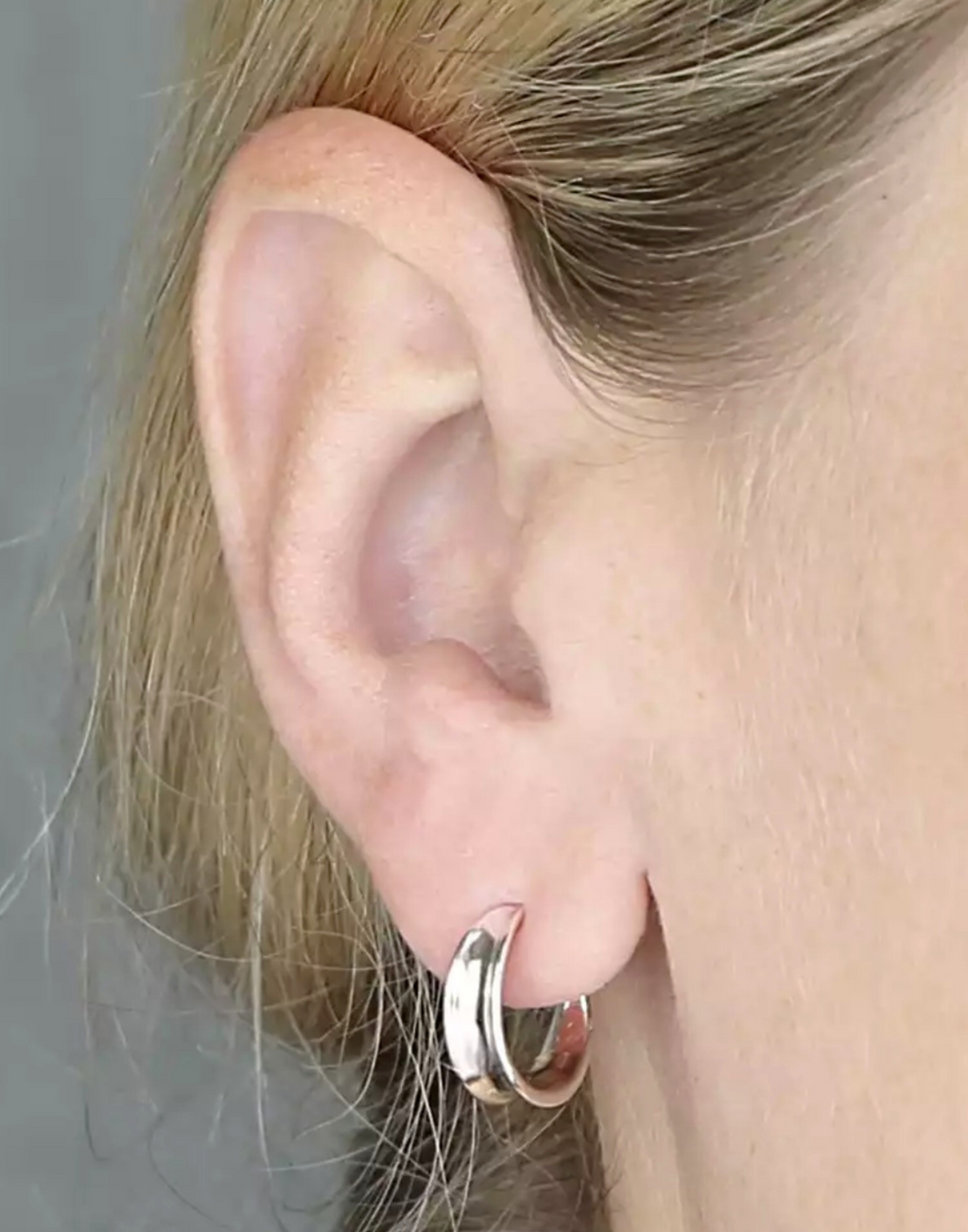 Silver Tapered Hoop Earrings
