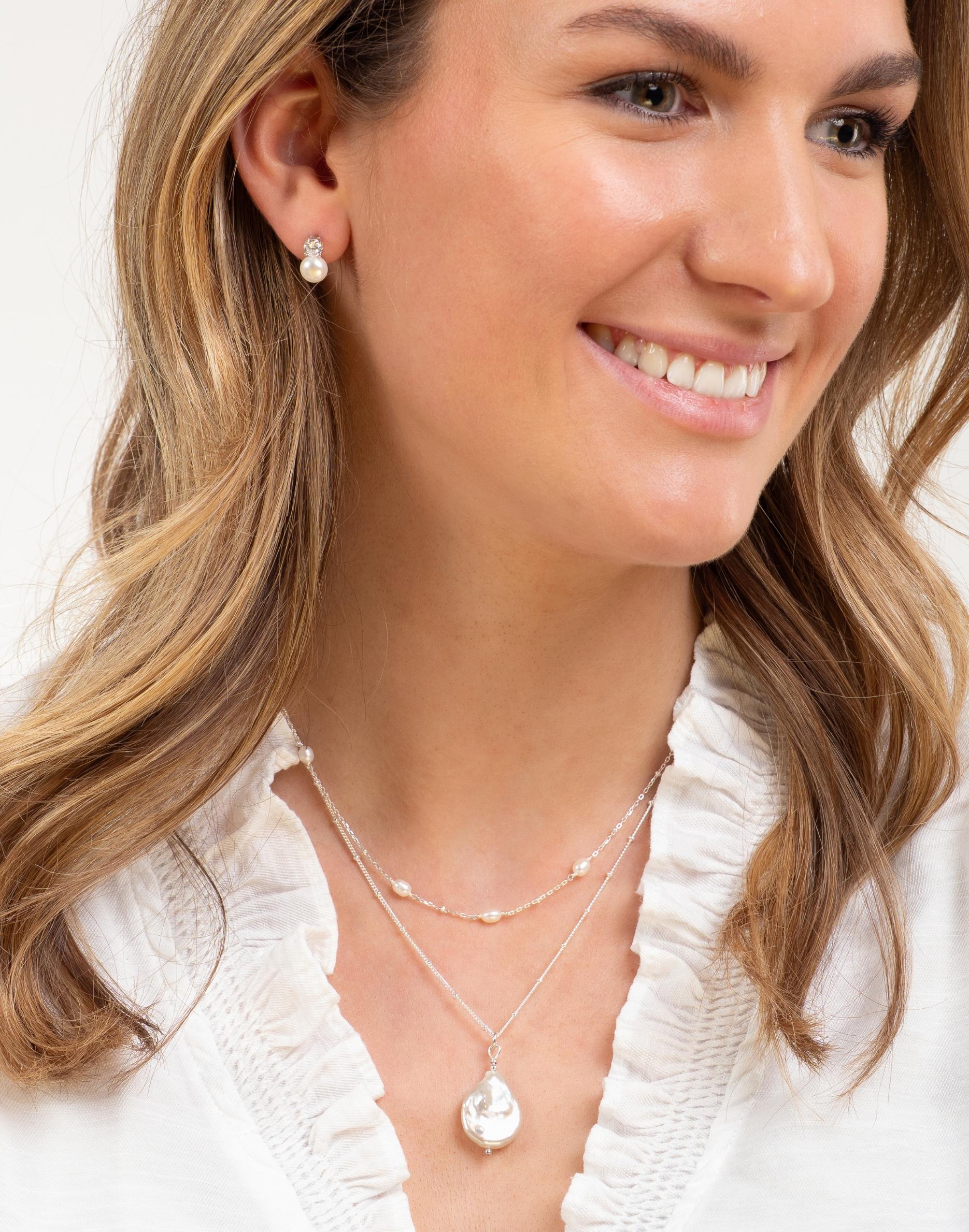 Silver and Pearl Necklace Layering Set