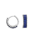 Silver and Blue Holiday Huggie Earrings