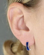 Silver and Blue Holiday Huggie Earrings