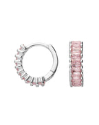 Silver and Pale Pink Holiday Huggie Earrings