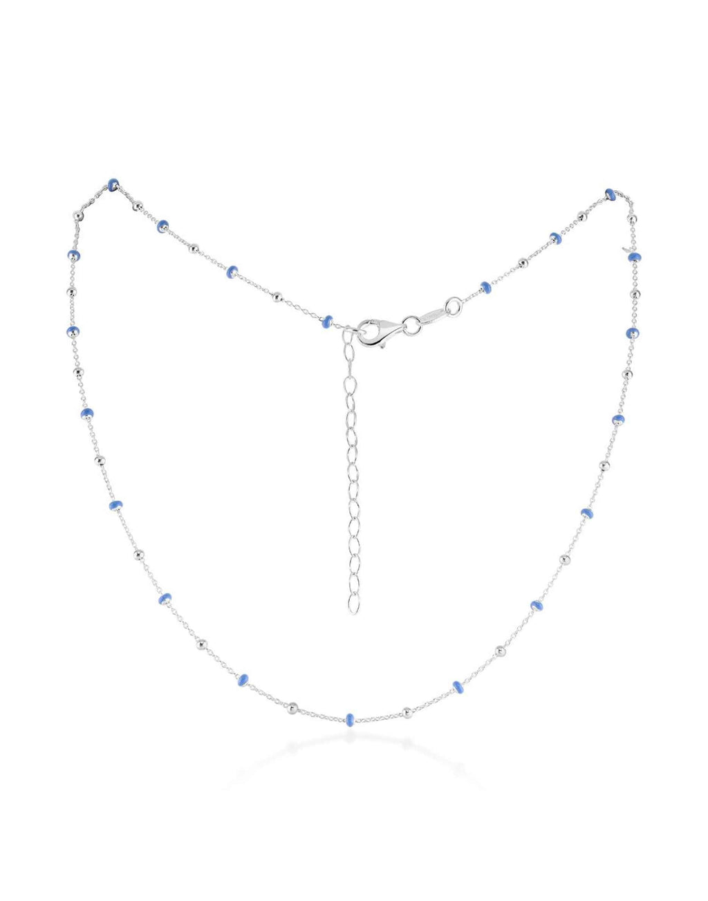 Silver Dark Turquoise Enamel Necklace