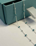 Silver Dark Turquoise Enamel Necklace