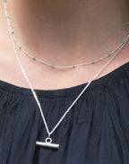 Silver Light Turquoise Enamel Necklace