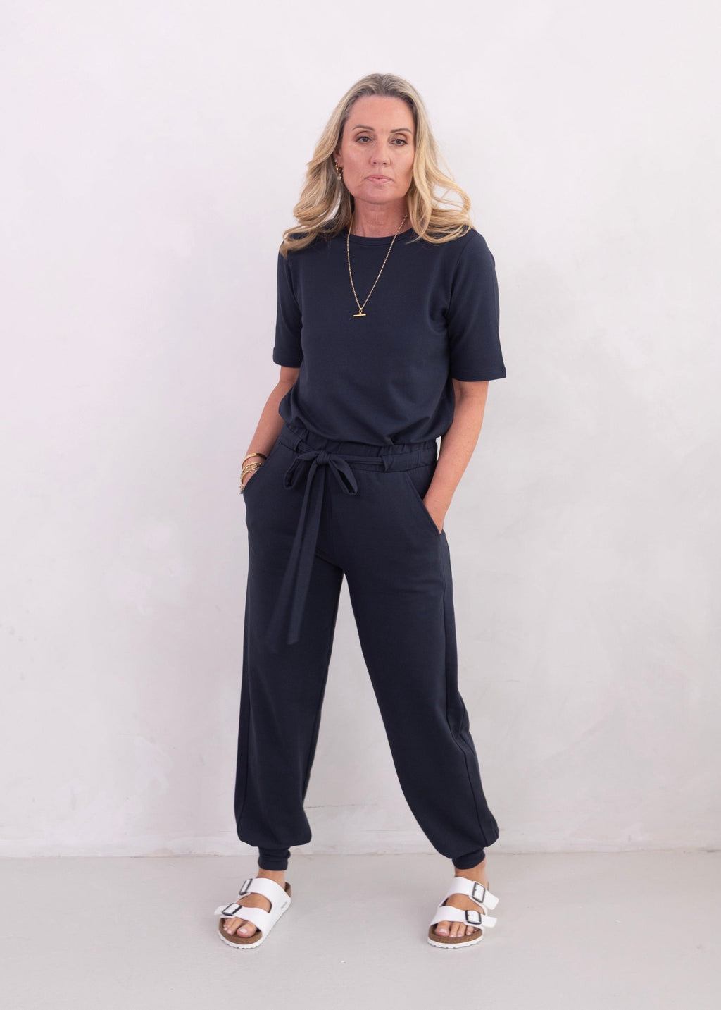SIREN cuffed leg trousers, navy