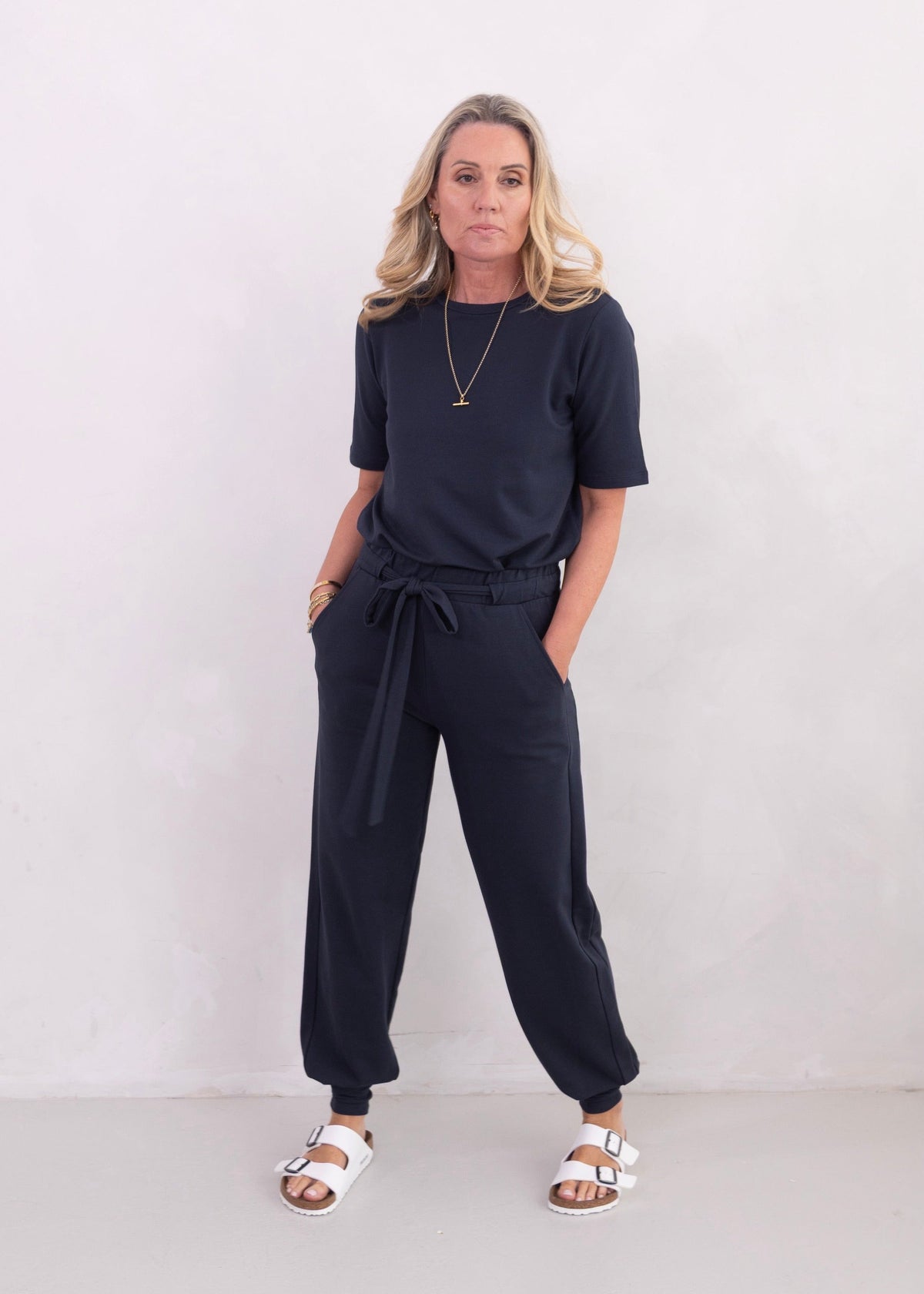 SIREN cuffed leg trousers, navy