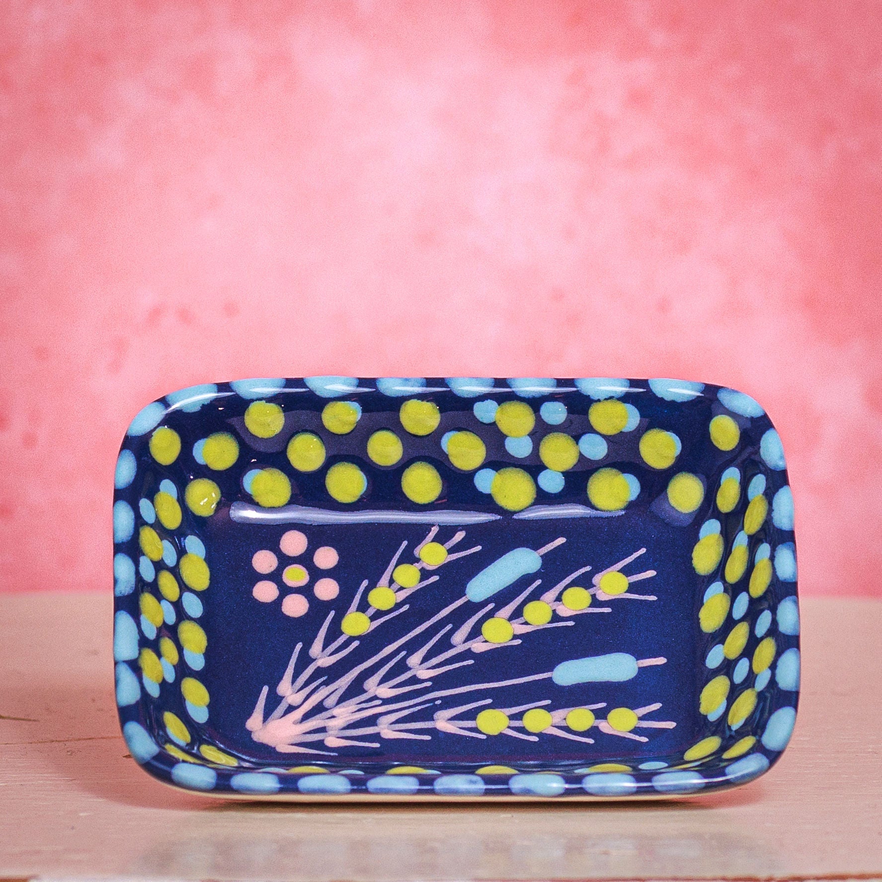 Trinket Dish - Blue and Yellow Spots