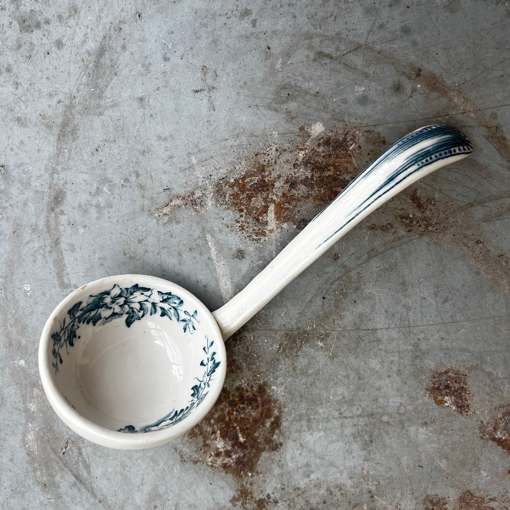 19th century English Transferware Ceramic Sauce Ladle