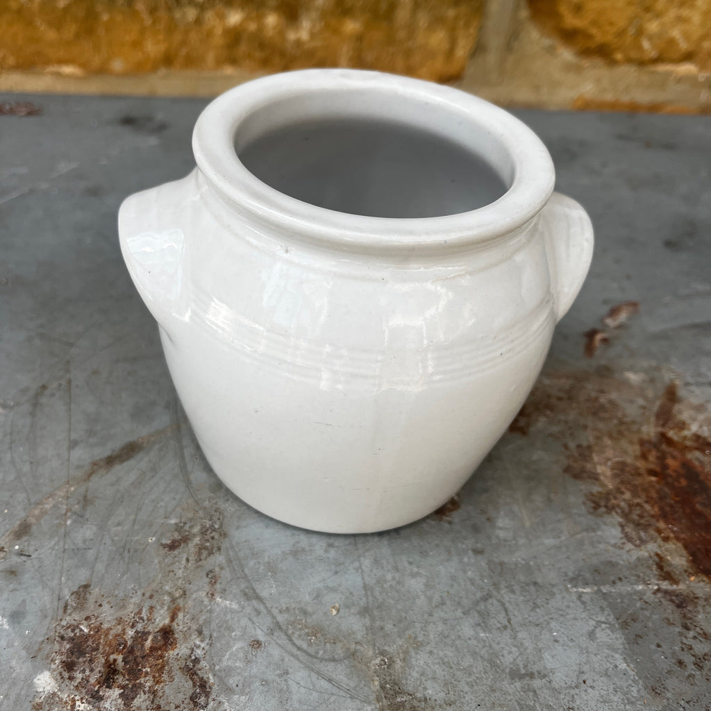 Small White Vintage French Confit Pots