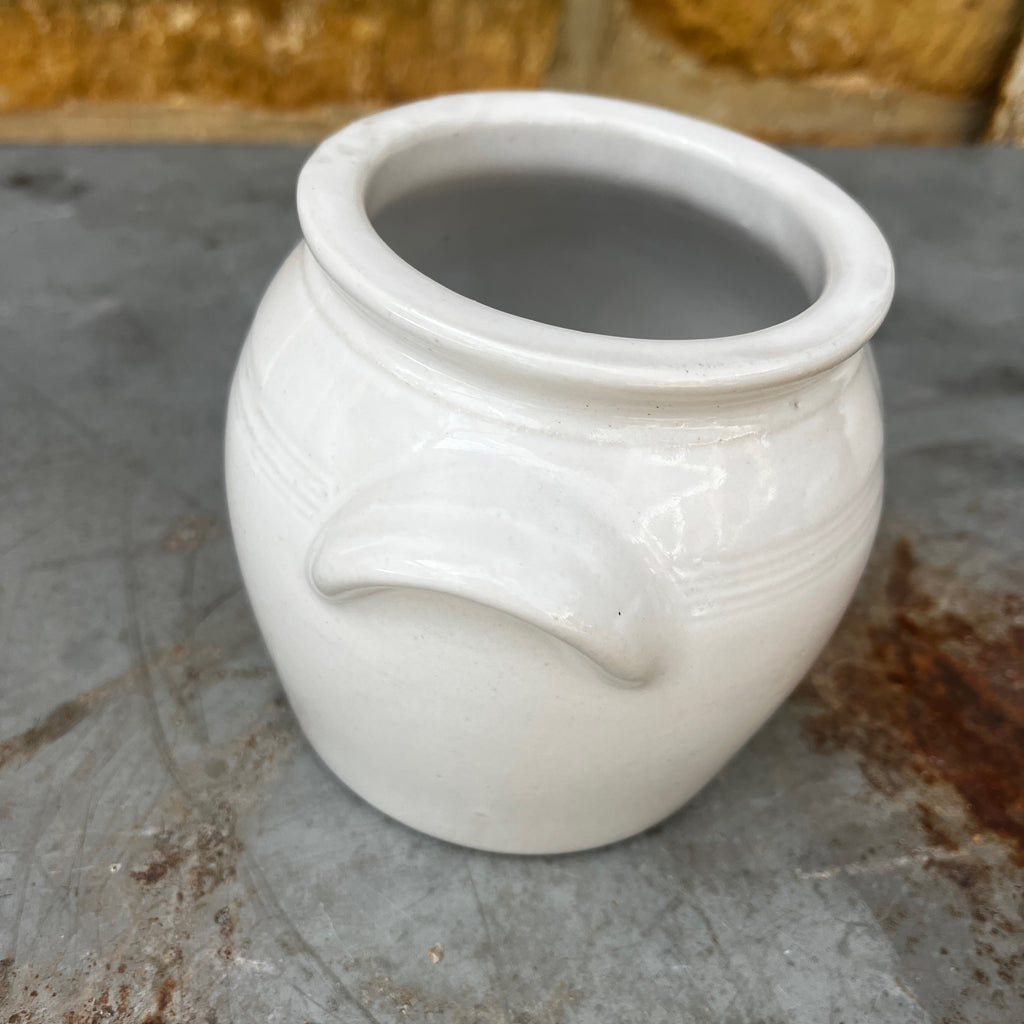 Small White Vintage French Confit Pots