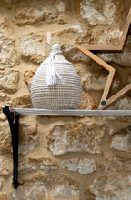 White Handwoven Statement Basket with White Leather Tassel (Takh)