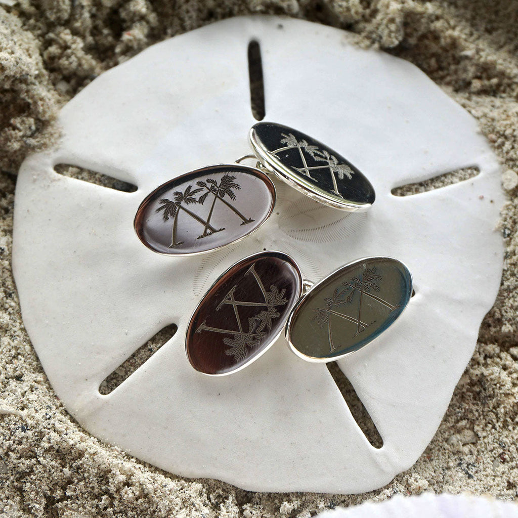 Sterling Silver Oval Cufflinks PINK HOUSE