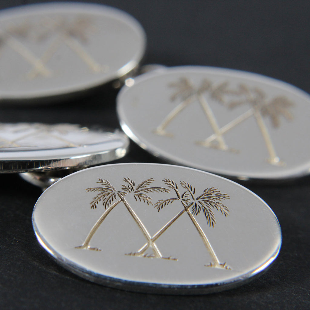 Sterling Silver Oval Cufflinks PINK HOUSE