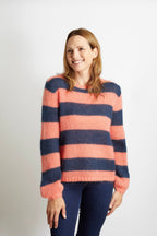 Sasha Chunky Knit Striped Jumper - Orange and Navy Blue