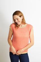 Rosie Knitted Tank Top with Gold Sparkle Lurex Trim - Cerise Pink