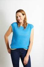 Rosie Knitted Tank Top with Gold Sparkle Lurex Trim - Cerise Pink