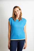 Rosie Knitted Tank Top with Gold Sparkle Lurex Trim - Cerise Pink