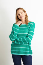 Emma Colourful Striped Jumper - Navy Blue with Orange Stripe