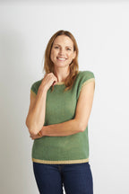 Rosie Knitted Tank Top with Gold Sparkle Lurex Trim - Cerise Pink