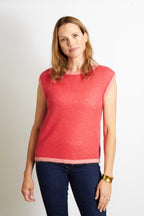 Mollie Knitted Tank Top - Emerald Green with Turquoise Trim