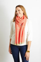 Harriet Scarf with Gold Sparkle Lurex Trim - Orange