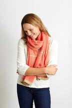 Harriet Scarf with Gold Sparkle Lurex Trim - Orange
