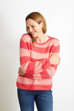 Sasha Chunky Knit Striped Jumper - Orange and Navy Blue