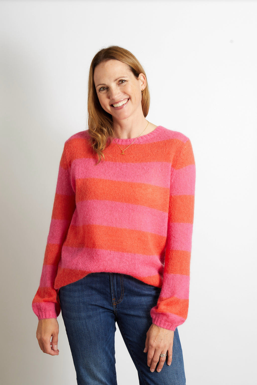 Sasha Colourful Striped Jumper in Aqua Blue and Turquoise