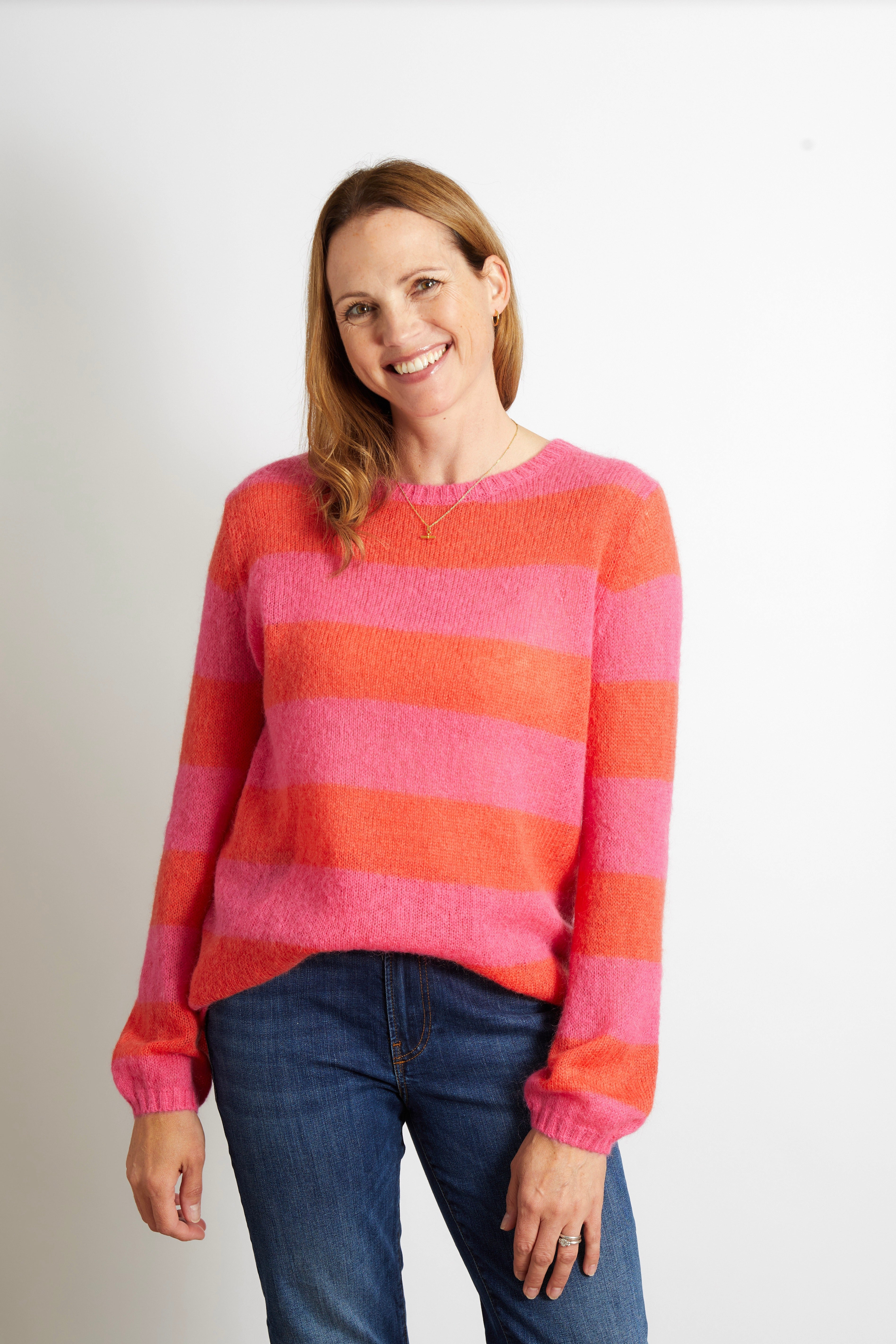 Sasha Colourful Striped Jumper in Aqua Blue and Turquoise