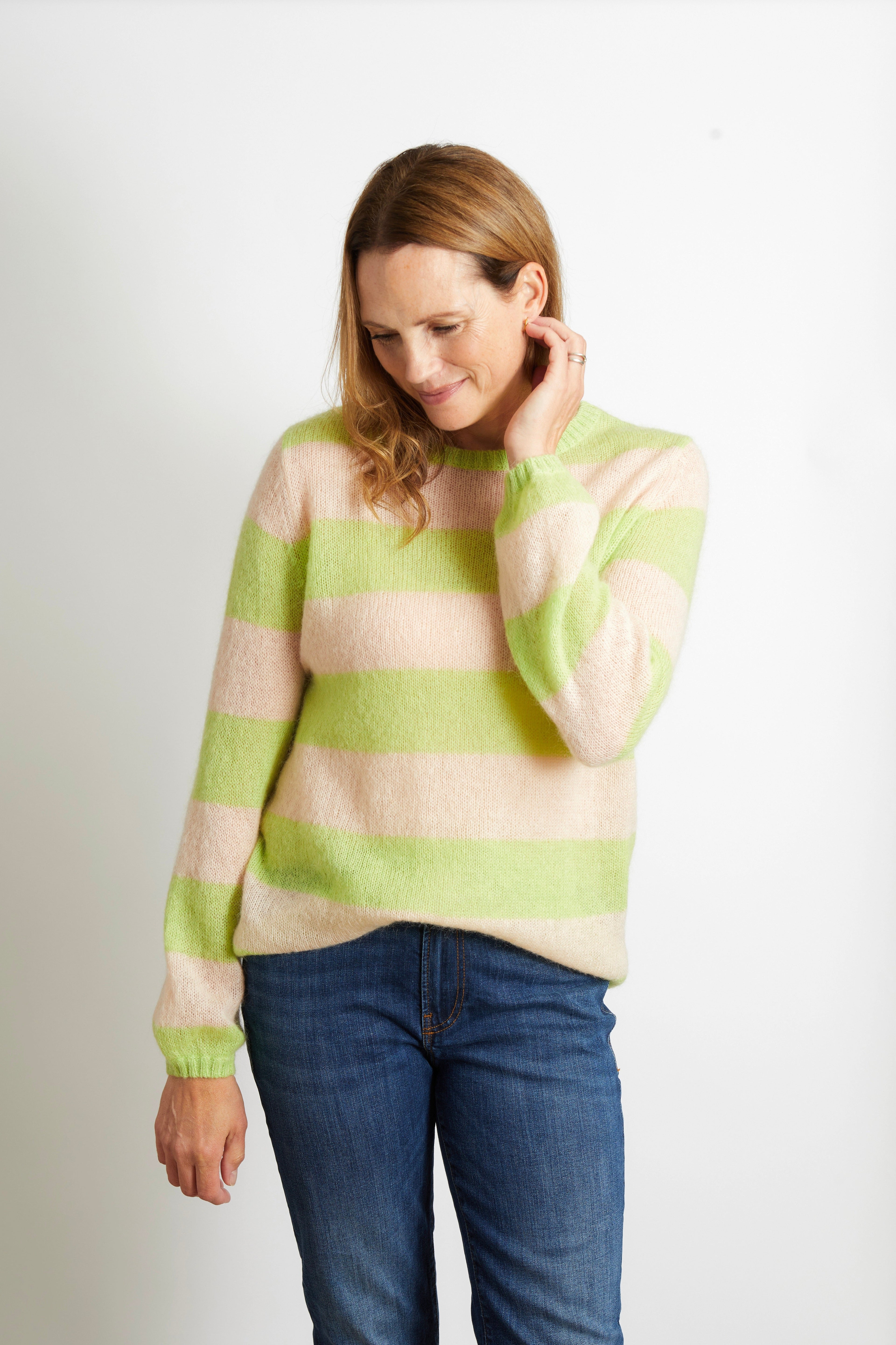 Sasha Colourful Striped Jumper in Aqua Blue and Turquoise