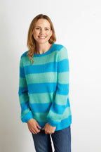 Sasha Colourful Striped Jumper in Aqua Blue and Turquoise
