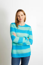 Sasha Colourful Striped Jumper in Aqua Blue and Turquoise
