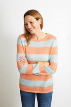 Sasha Colourful Striped Jumper in Aqua Blue and Turquoise