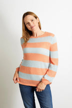 Sasha Colourful Striped Jumper in Aqua Blue and Turquoise