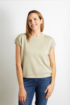 Rosie Shimmering Lurex Tank Top in Champagne