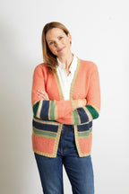 Emily Colourful Striped Cardigan with Lurex Trim