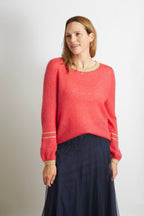 Lottie Jumper with Gold Sparkle Lurex Trim - Teal Blue