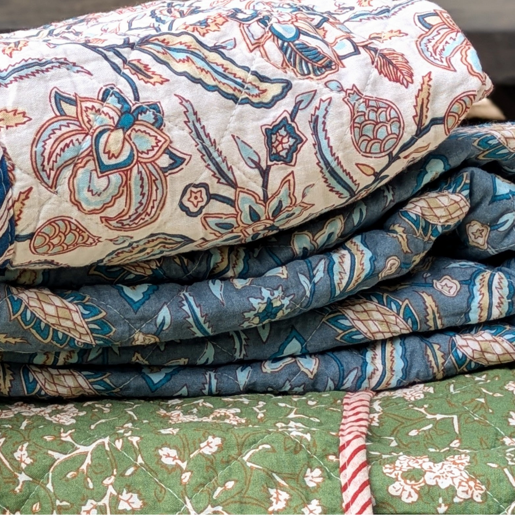 Summer Cotton Quilt - Assorted design with Striped Edging | 2 Sizes