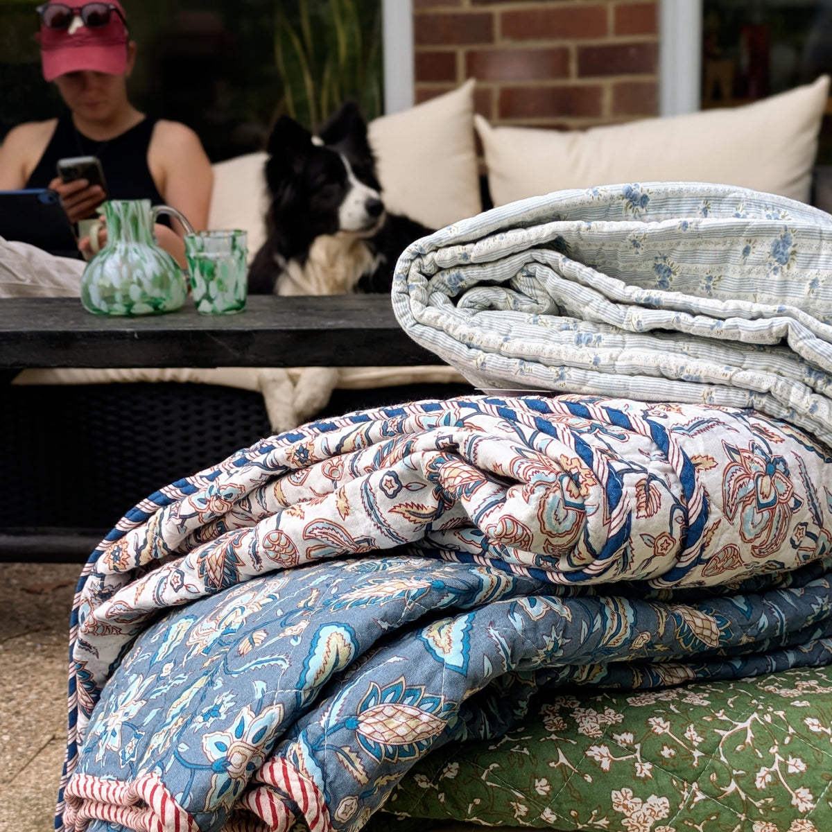 Summer Cotton Quilt - Assorted design with Striped Edging | 2 Sizes