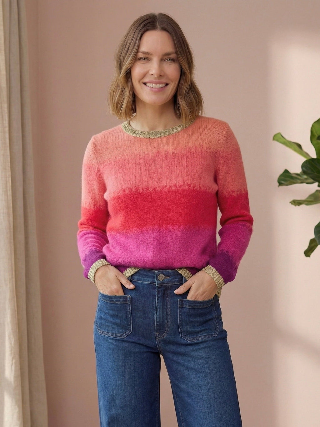 Amelia Ombre Mohair & Merino Knit Jumper with Lurex Trim