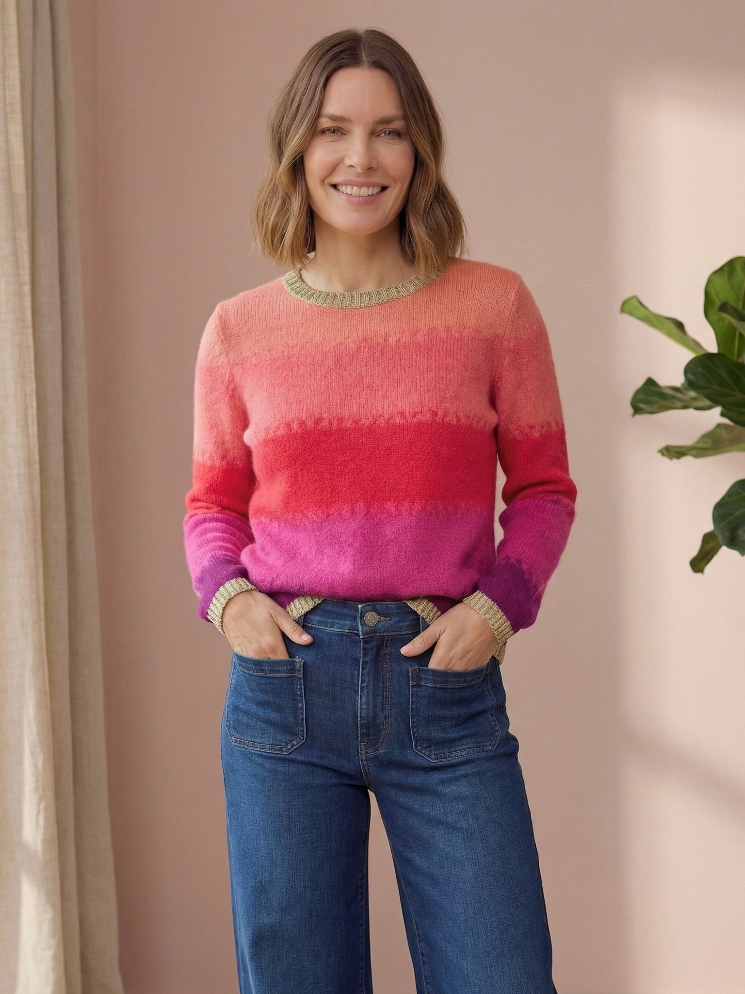 Amelia Ombre Mohair & Merino Knit Jumper with Lurex Trim