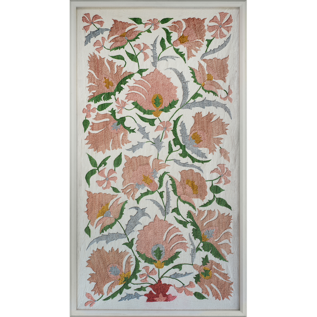 Suzani Framed Embroidery Print - Pink