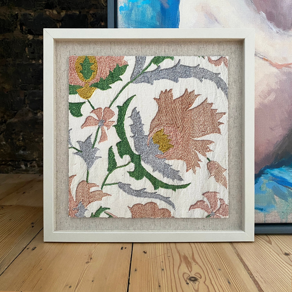 Suzani Framed Embroidery Print Small - Pink II