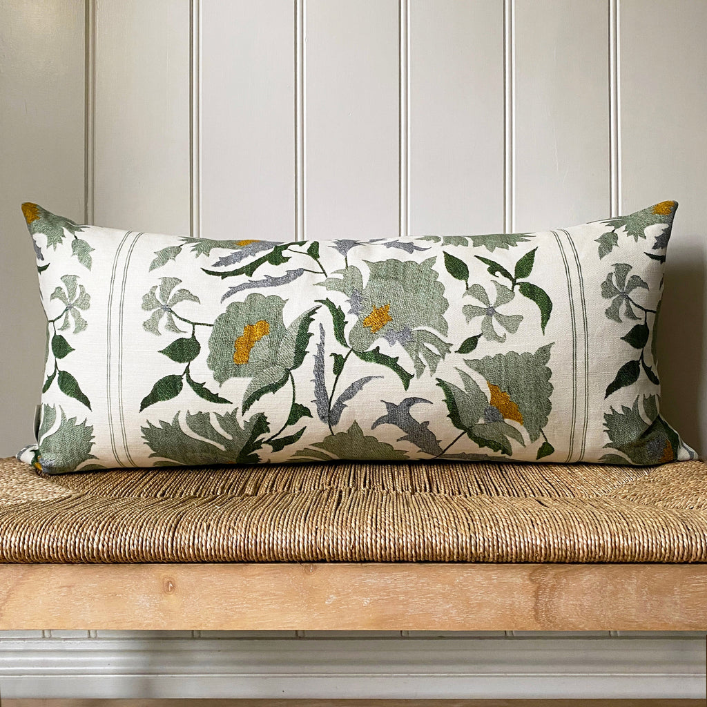 Suzani Lumbar Cushion - Blue Green