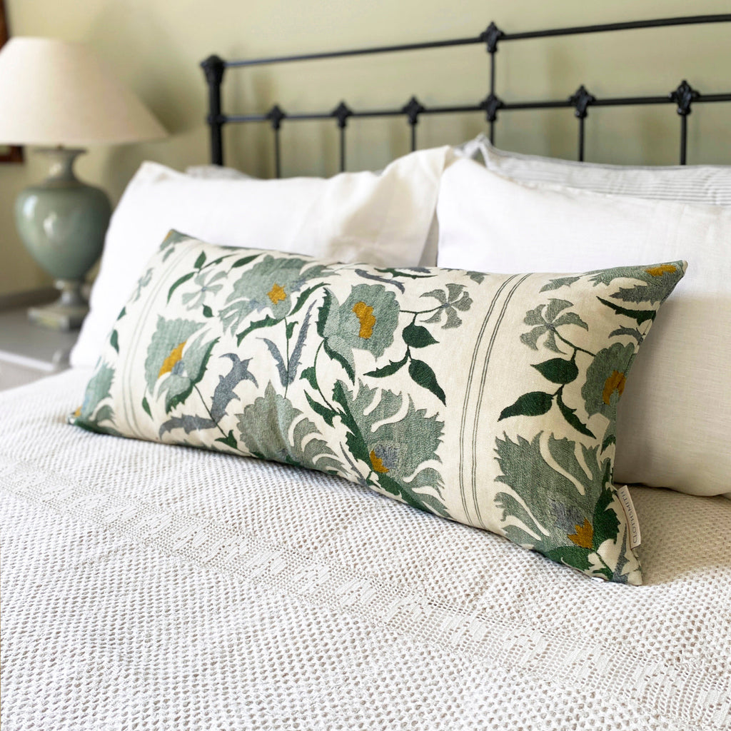 Suzani Lumbar Cushion - Blue Green
