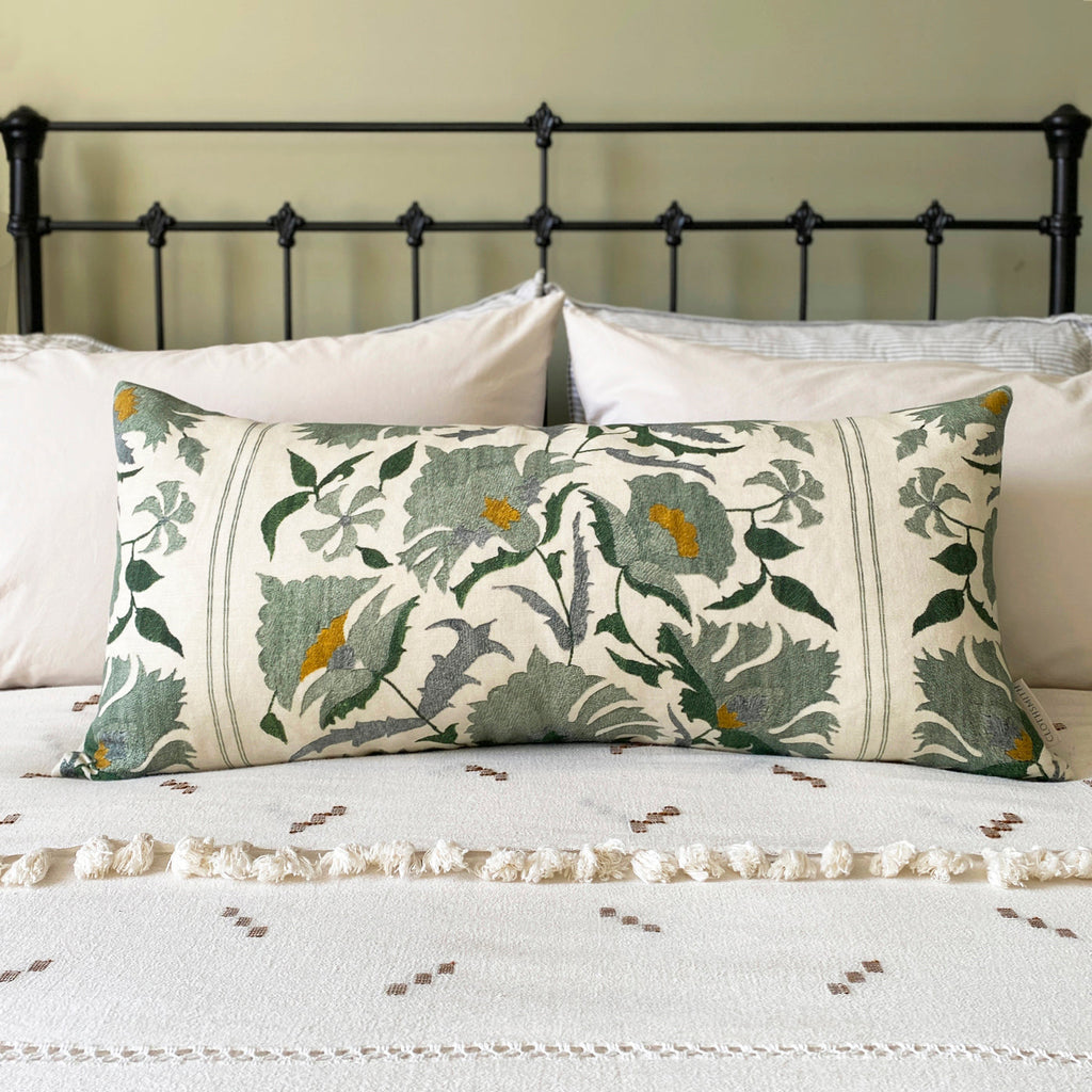 Suzani Lumbar Cushion - Blue Green