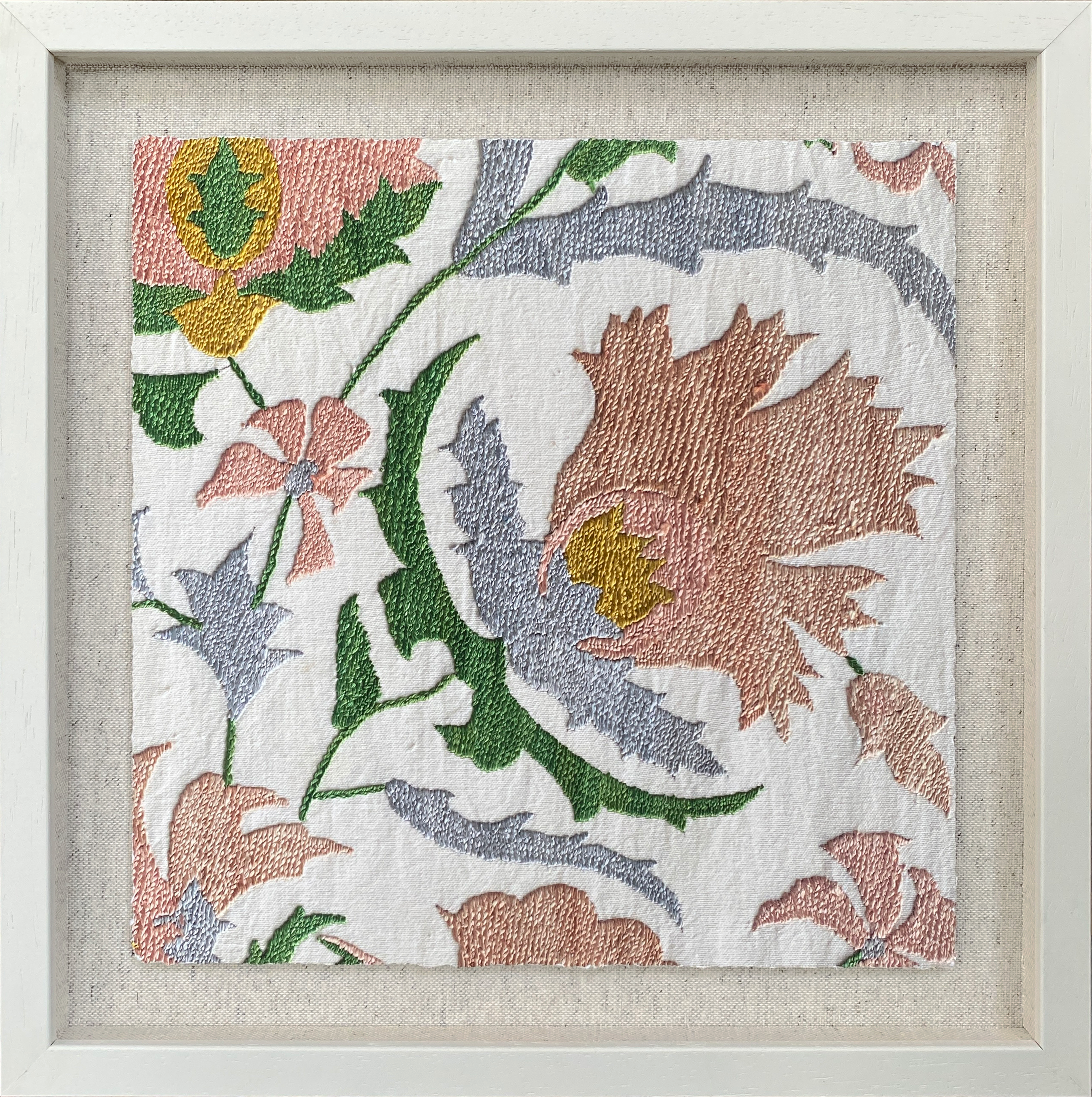 Suzani Framed Embroidery Print Small - Pink II