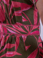 'SYDNEY' DRESS IN KHAKI / PINK PALM
