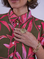 'SYDNEY' DRESS IN KHAKI / PINK PALM