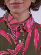 'SYDNEY' DRESS IN KHAKI / PINK PALM